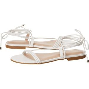 White lace up sandals